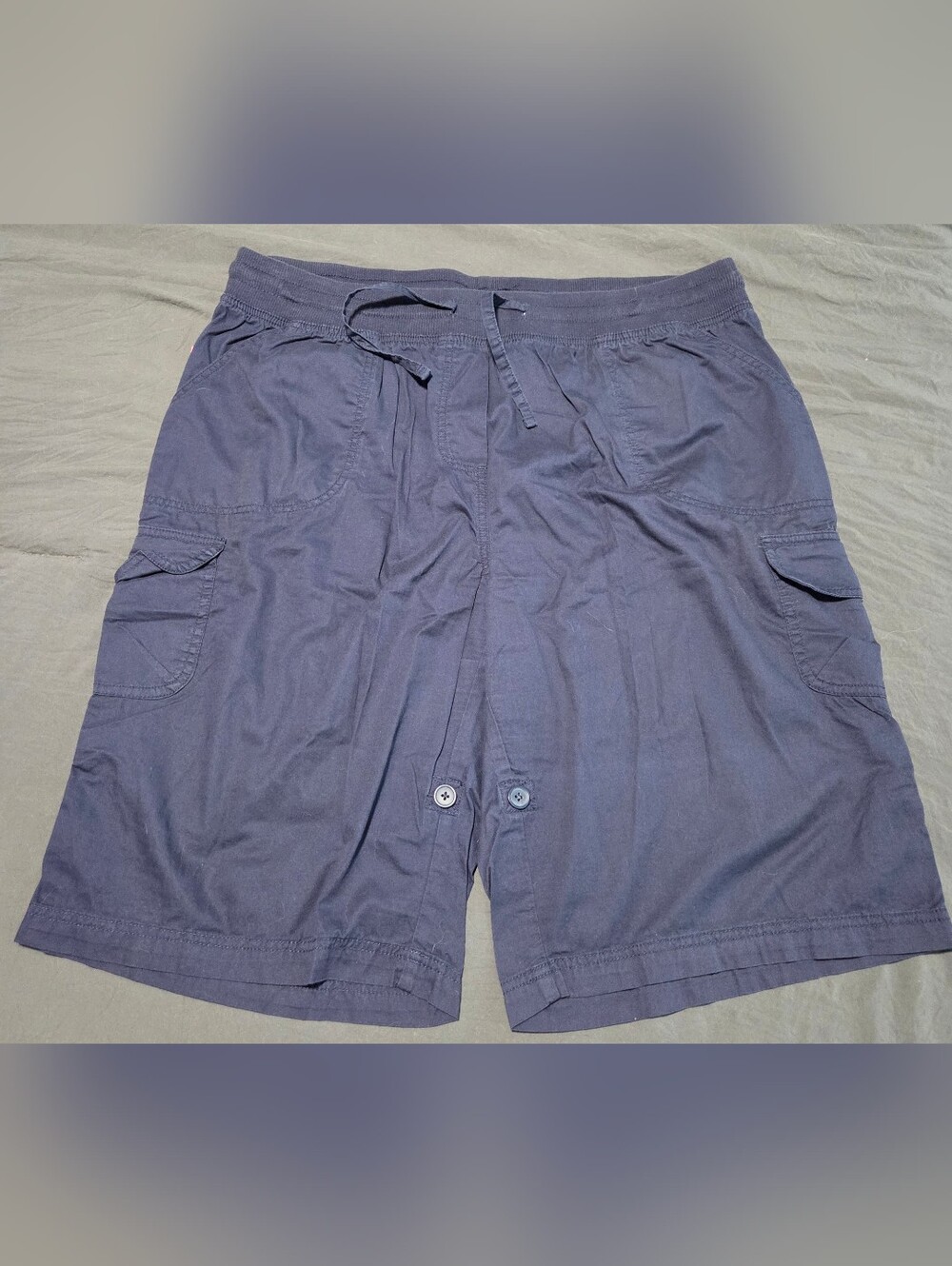 Woman Within Women's Cargo Drawstring Shorts - Navy Blue